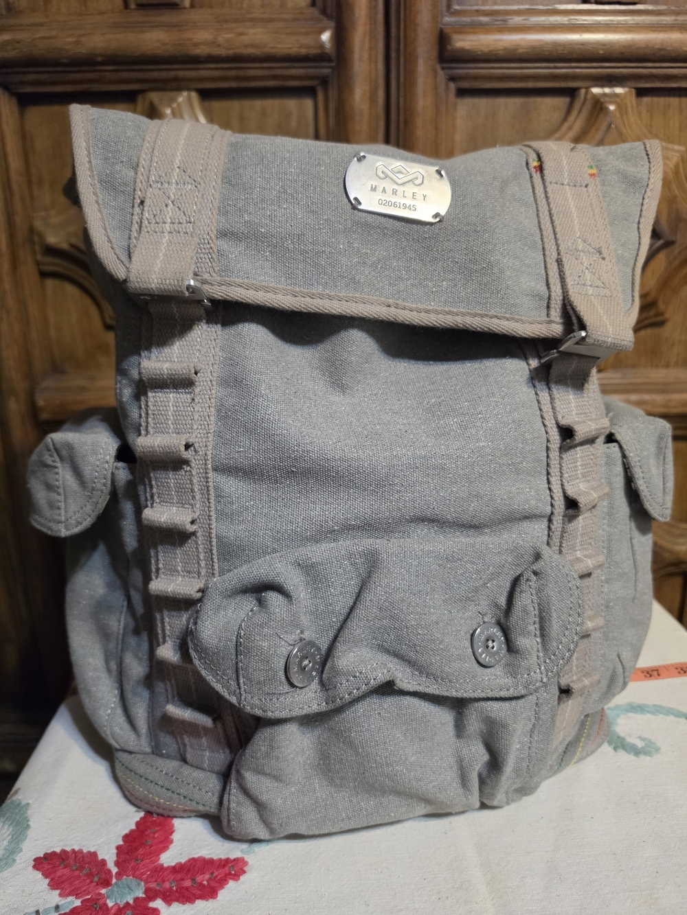 Scout Gray Canvas Roll-Top Backpack
